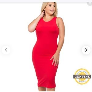 Red midi body con